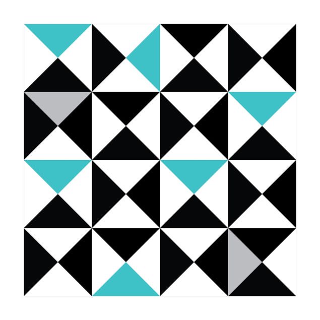 Türkiser Teppich Geometrisches Muster große Dreiecke Farbakzent Türkis