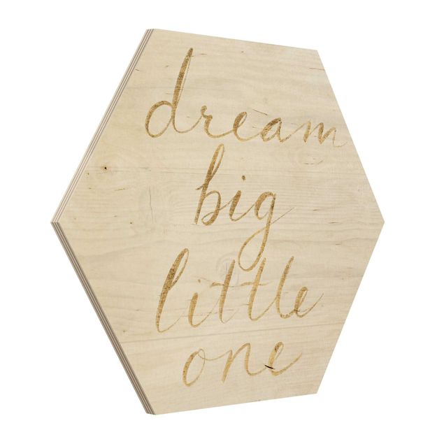 Hexagon Bild Holz - Holzwand weiß - Dream big