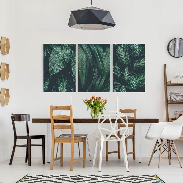 Wandbilder Wohnzimmer modern Blätter im Regen
