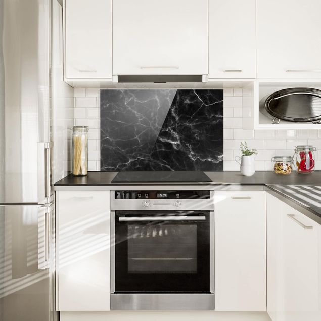 Küchenrückwand Glas Steinoptik Nero Carrara