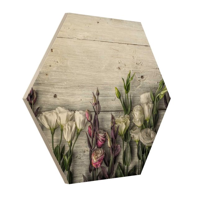 Holzbilder Tulpen-Rose Shabby Holzoptik