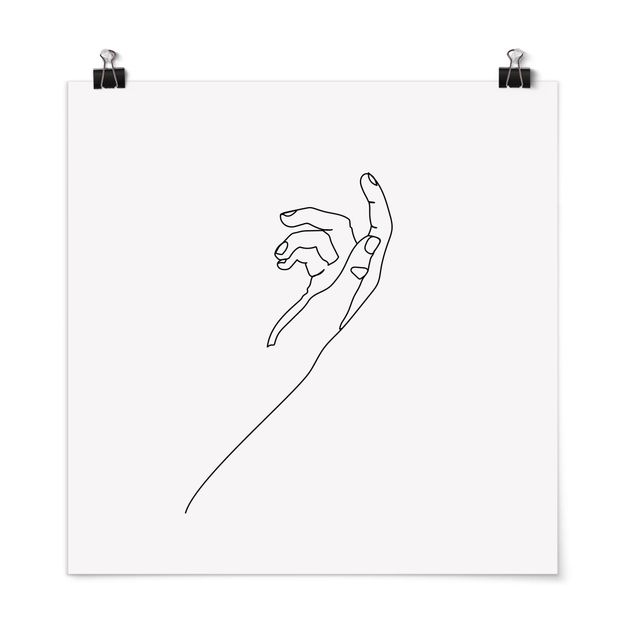 Poster - Fragende Hand Line Art - Quadrat 1:1