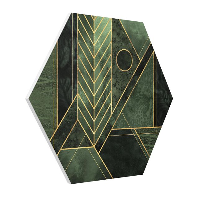Schöne Wandbilder Geometrische Formen Smaragd Gold