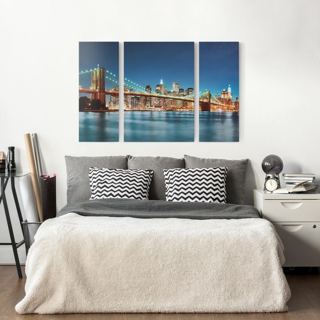 Moderne Leinwandbilder Wohnzimmer Nighttime Manhattan Bridge