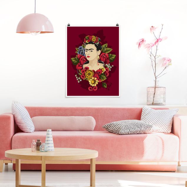 Poster Kunstdruck Frida Kahlo - Rosen
