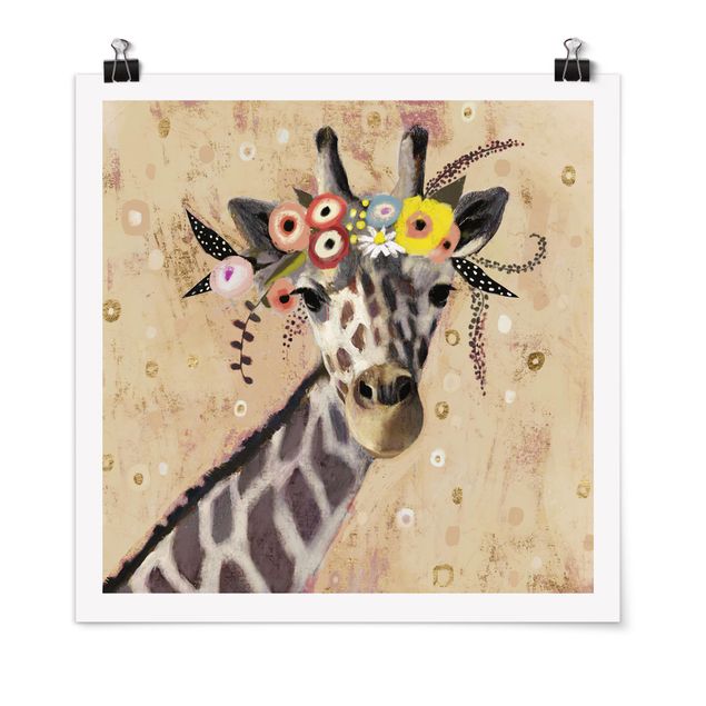 Poster - Klimt Giraffe - Quadrat 1:1
