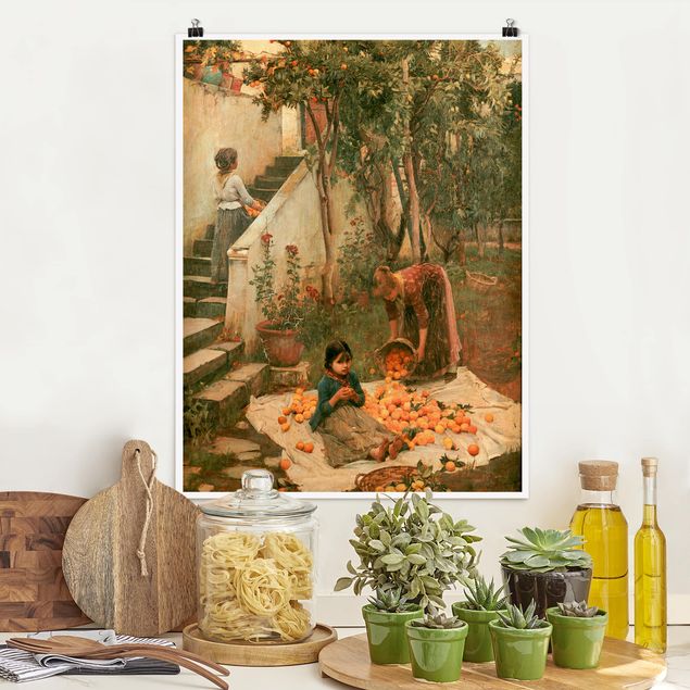Kunstdrucke Poster John William Waterhouse - Die Orangenpflücker