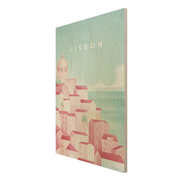 Holzbild Natur Reiseposter - Lissabon