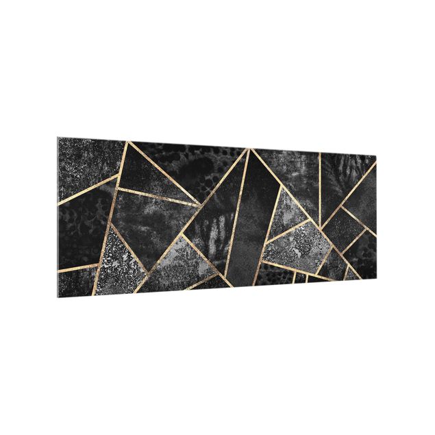Spritzschutz Glas - Graue Dreiecke Gold - Panorama - 5:2