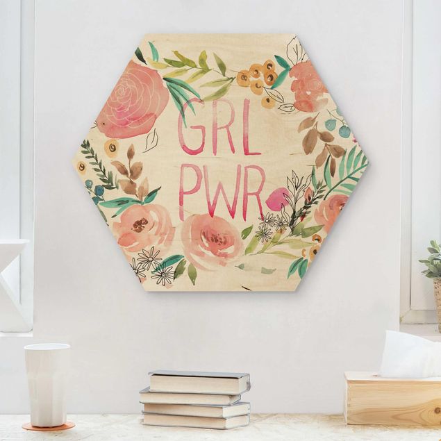 Moderne Holzbilder Rosa Blüten - Girl Power