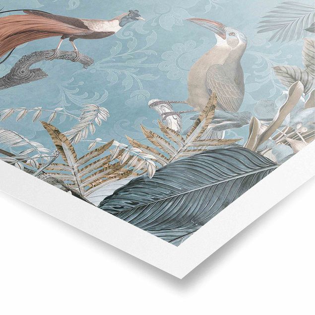 Tiere Poster Vintage Collage - Paradiesvögel