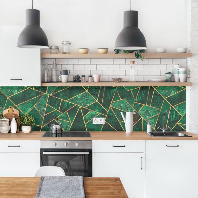 Küchenrückwände Platte Dunkler Smaragd mit Gold II