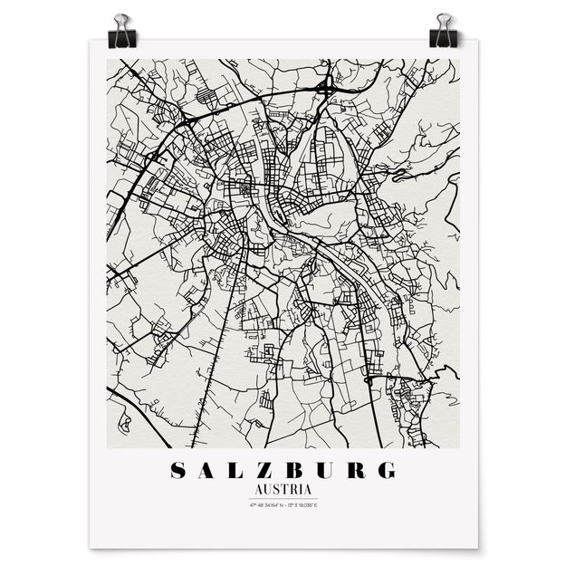 Schöne Wandbilder Stadtplan Salzburg - Klassik