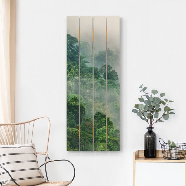 Holzbilder Landschaften Dschungel im Nebel
