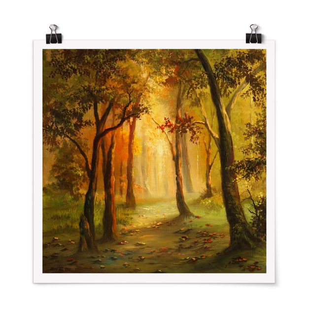 Schöne Wandbilder Gemälde einer Waldlichtung