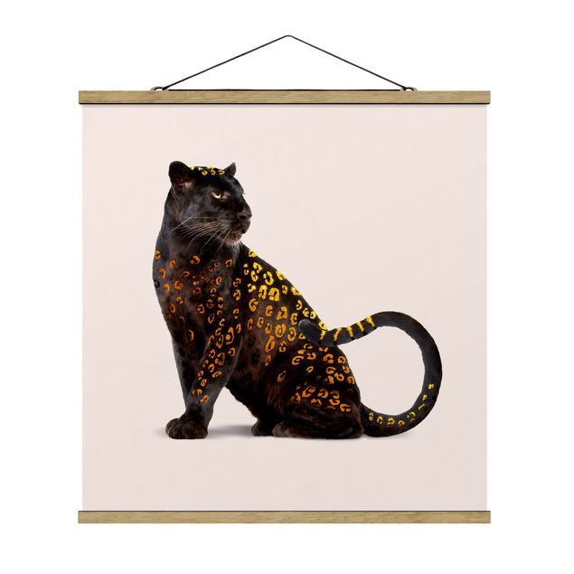 Stoffbild mit Posterleisten - Jonas Loose - Goldener Panther - Quadrat 1:1