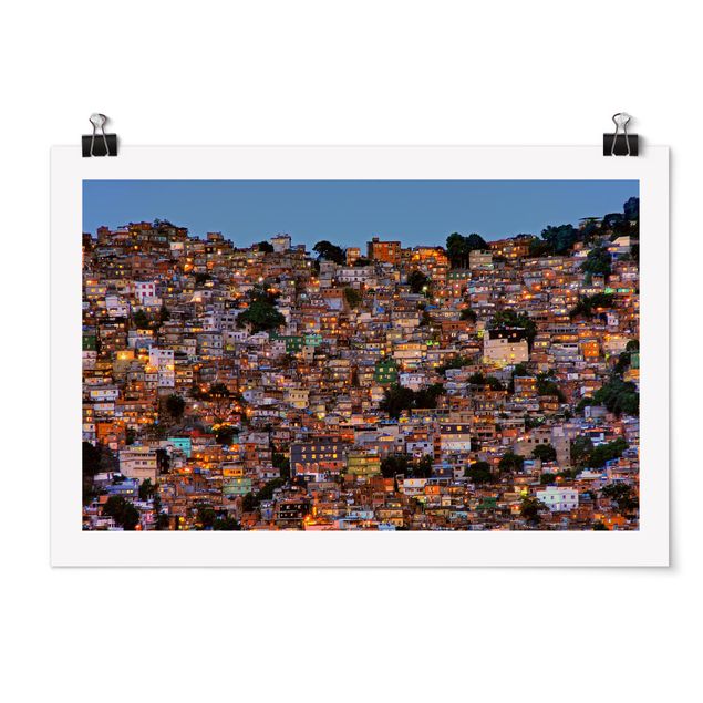 Poster - Rio de Janeiro Favela Sonnenuntergang - Querformat 2:3