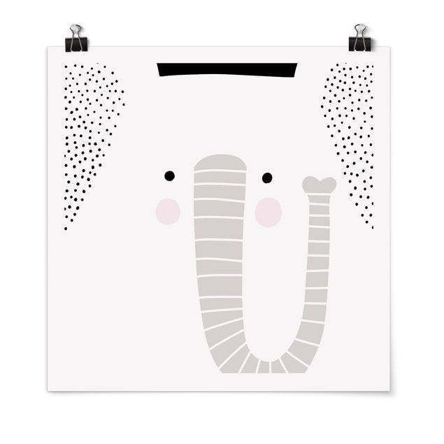 Poster - Tierpark mit Mustern - Elefant - Quadrat 1:1
