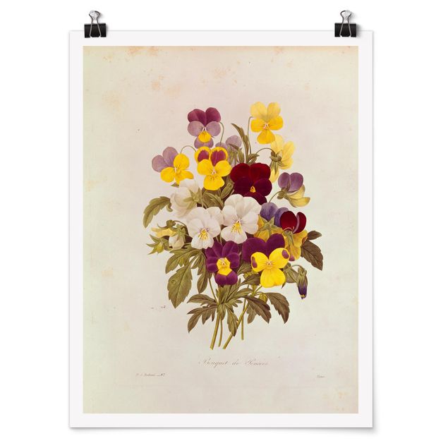 Poster Blumen Pierre Joseph Redouté - Ein Bund von Stiefmütterchen