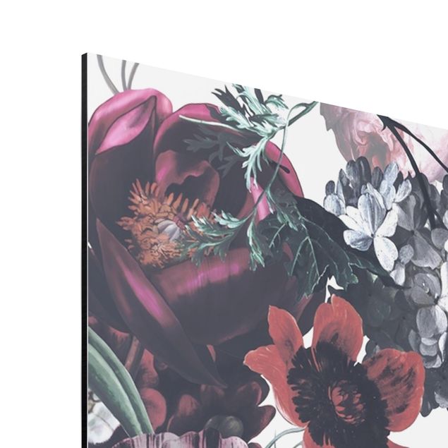 Alu-Dibond - Altmeisterlicher Blumenrausch mit Rosen Bouquet - Hochformat