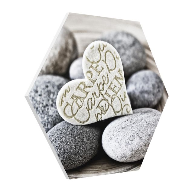 Hexagon Bild Forex - Carpe Diem Herz mit Steinen