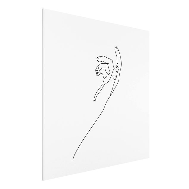 Forex Fine Art Print - Fragende Hand Line Art - Quadrat 1:1