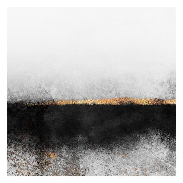 Fototapete - Abstrakter Goldener Horizont Schwarz Weiß - Fototapete Quadrat