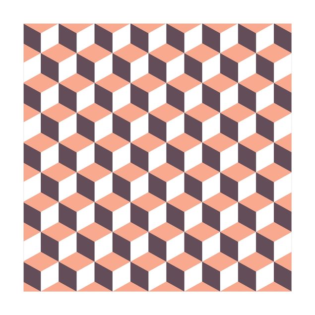 Moderne Teppiche Geometrischer Fliesenmix Würfel Orange
