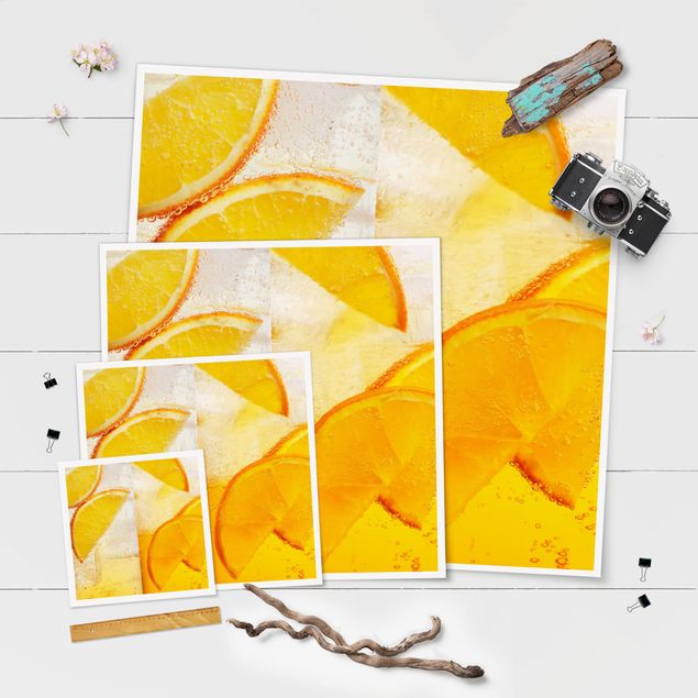 Poster - Orange auf Eis - Quadrat 1:1