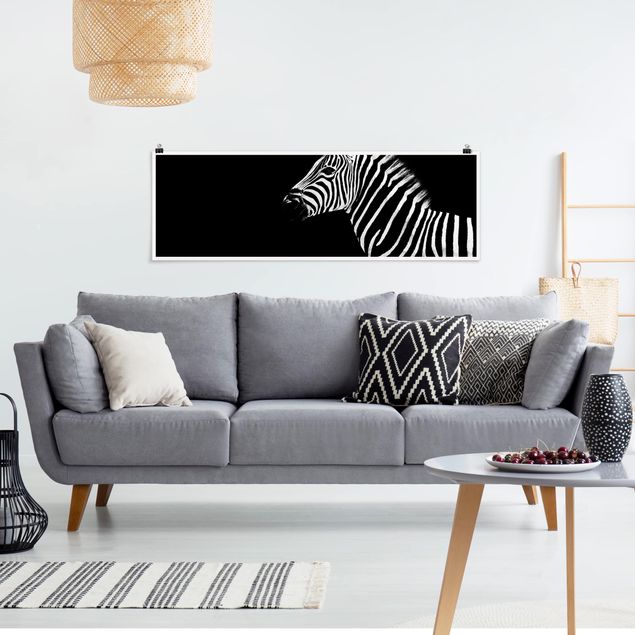 Wandposter Schwarz-Weiß Zebra Safari Art