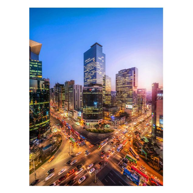 Magnettafel Skyline Stadtlichter von Gangnam