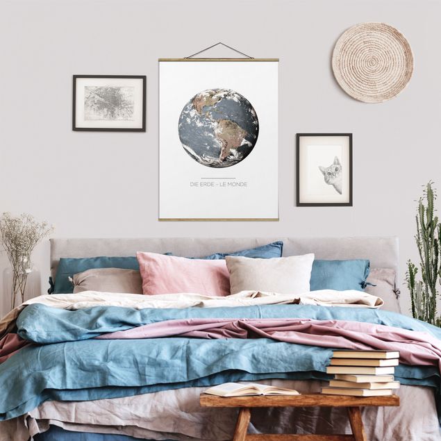 Stoffbilder mit Holzleisten Le Monde - Die Erde