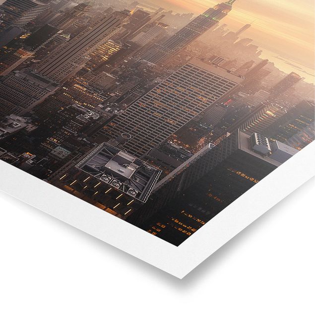Poster - Manhattan Skyline Abendstimmung - Quadrat 1:1