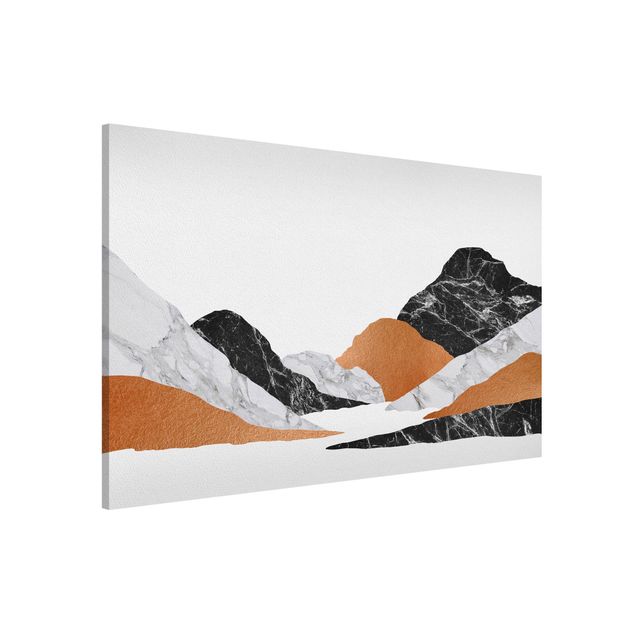 Wandbilder abstrakt Landschaft in Marmor und Kupfer II
