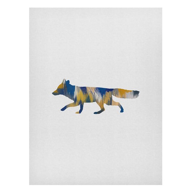 Magnettafel Tiere Fuchs in Blau und Gelb