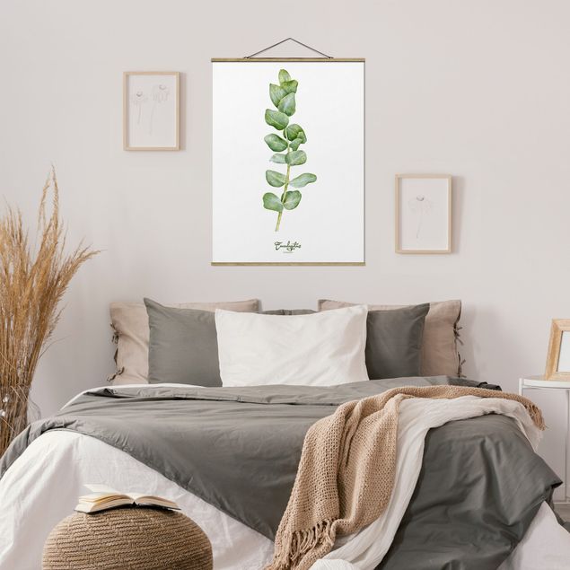 Stoffbilder mit Holzleisten Aquarell Botanik Eukalyptus