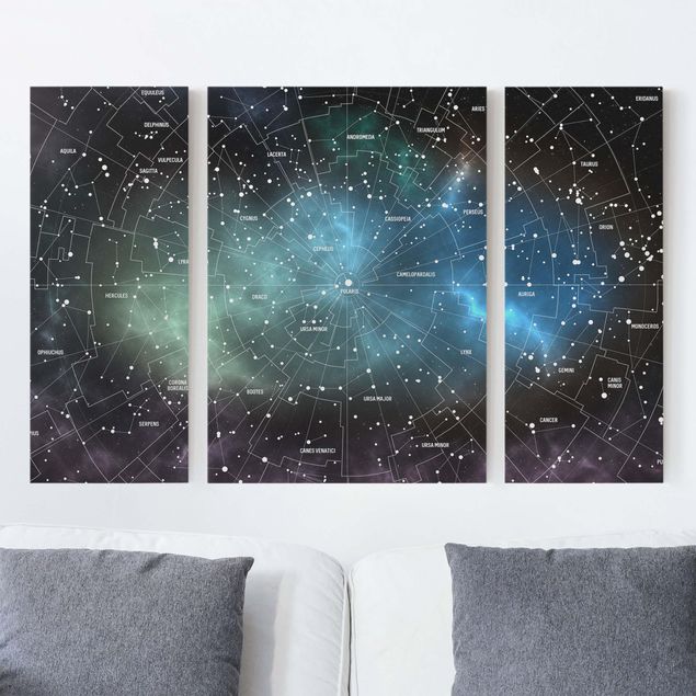 Leinwand Weltkarte Sternbilder Karte Galaxienebel