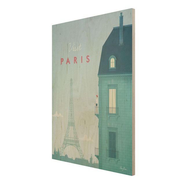 Holzbild Skyline Reiseposter - Paris