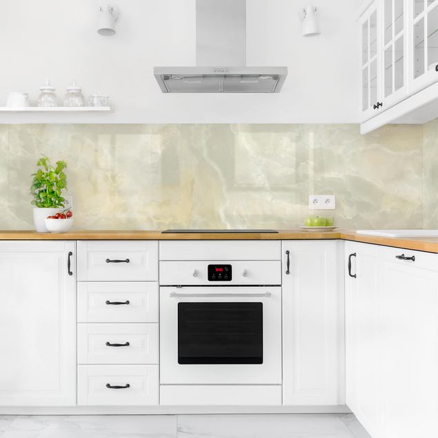 Küchenrückwand Steinoptik Onyx Marmor Creme