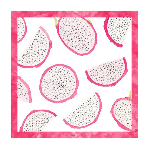 Pink Teppich Aquarell Drachenfrucht mit Rahmen