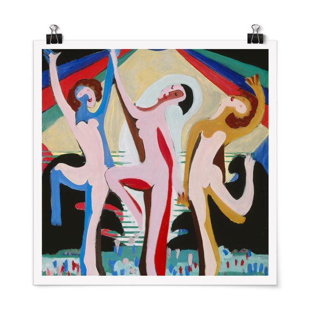 Poster - Ernst Ludwig Kirchner - Farbentanz - Quadrat 1:1