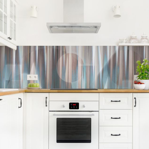 Küchenrückwände selbstklebend Geometrische Formen in Kupfer und Blau