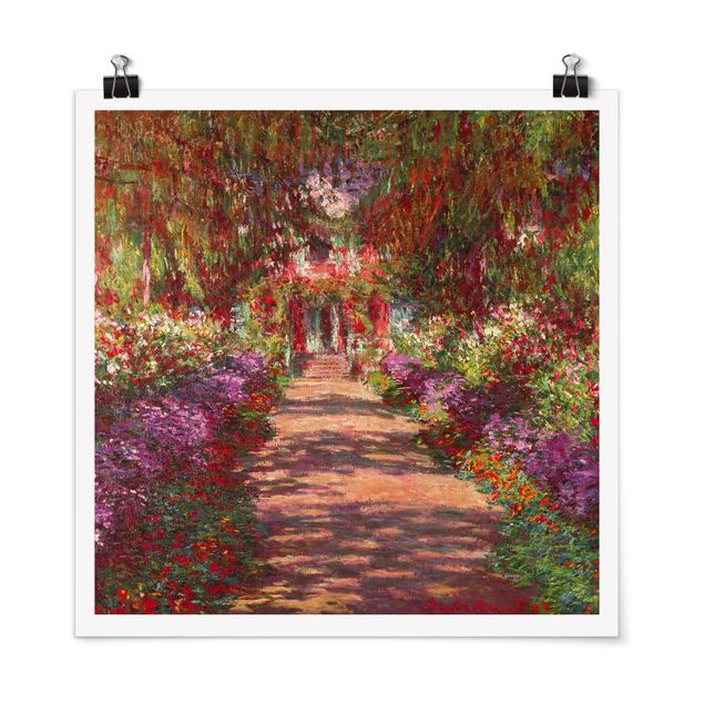 Poster - Claude Monet - Weg in Monets Garten in Giverny - Quadrat 1:1