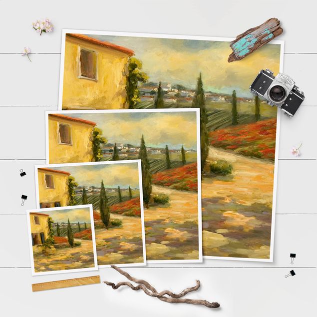 Poster - Italienische Landschaft - Toskana - Quadrat 1:1