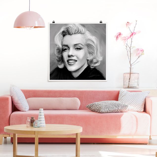 Wandposter Schwarz-Weiß Marilyn privat