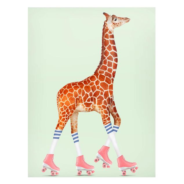 Magnettafel Tiere Giraffe mit Rollschuhen