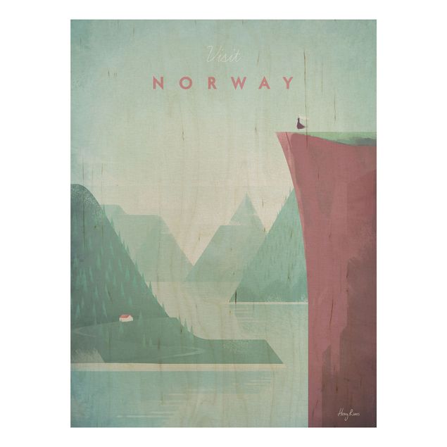 Holzbilder Natur Reiseposter - Norwegen