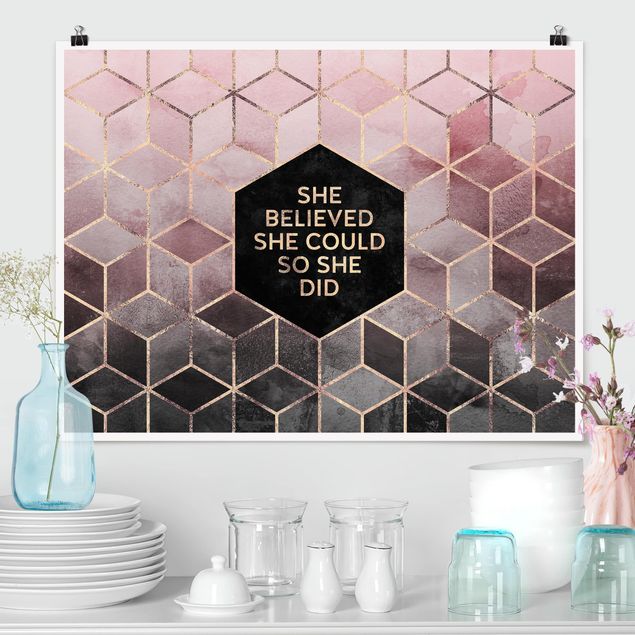 Poster - She Believed She Could Rosé Gold - Querformat 3:4