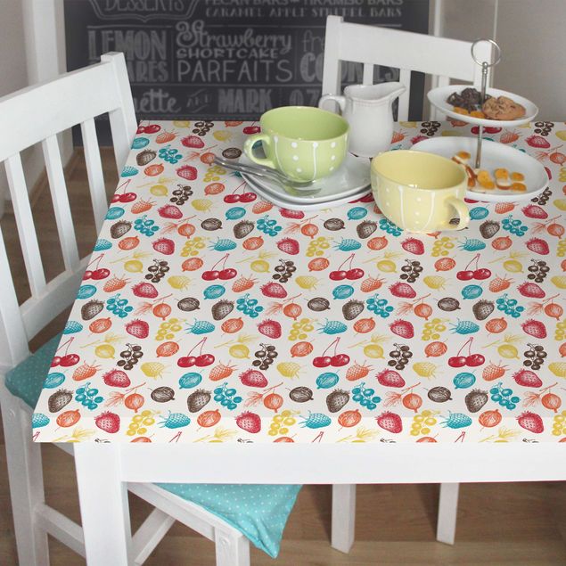 Klebefolie Möbel matt Buntes handgezeichnetes Küchen Sommerfrüchte-Muster