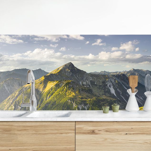Küchenrückwände Platte Berge und Tal der Lechtaler Alpen in Tirol